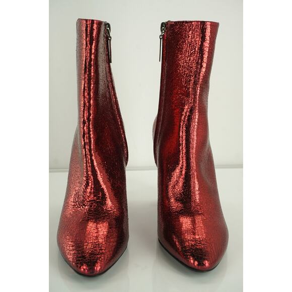 SAINT LAURENT Babies Red Metallic Ankle Boots Size 36.5 NIB YSL 90MM - Picture 3 of 12